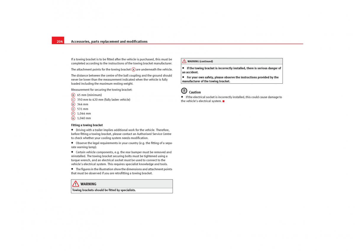 Seat Toledo III 3 owners manual / page 206