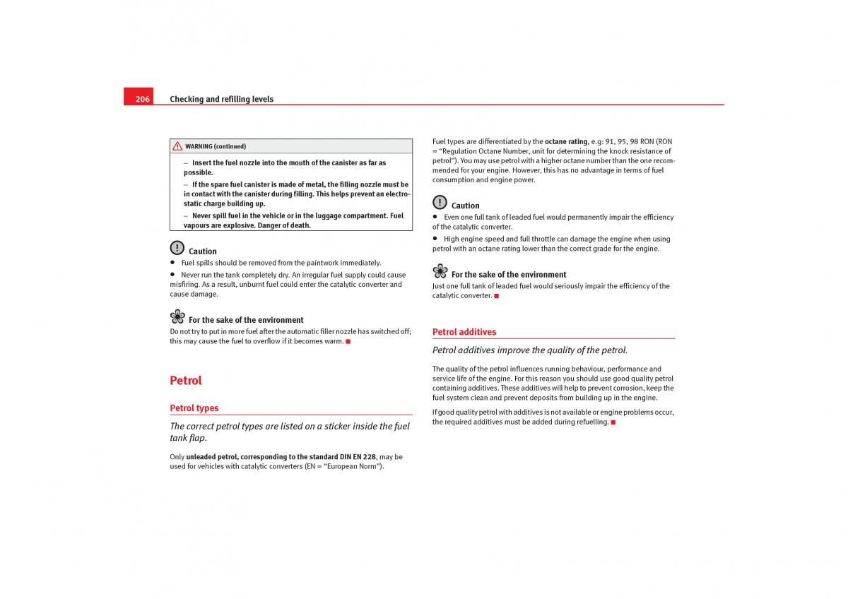 Seat Toledo III 3 owners manual / page 208