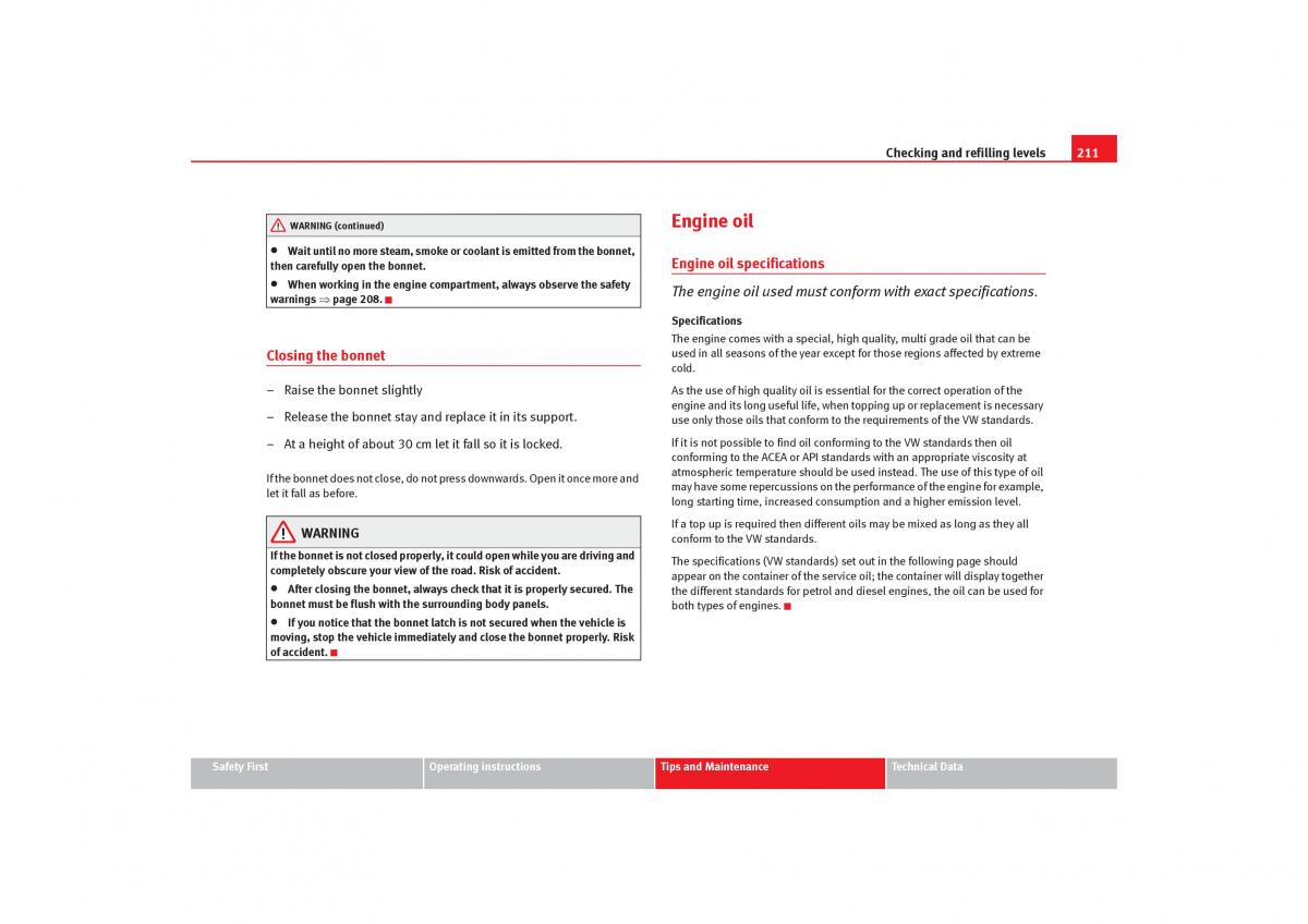 Seat Toledo III 3 owners manual / page 213