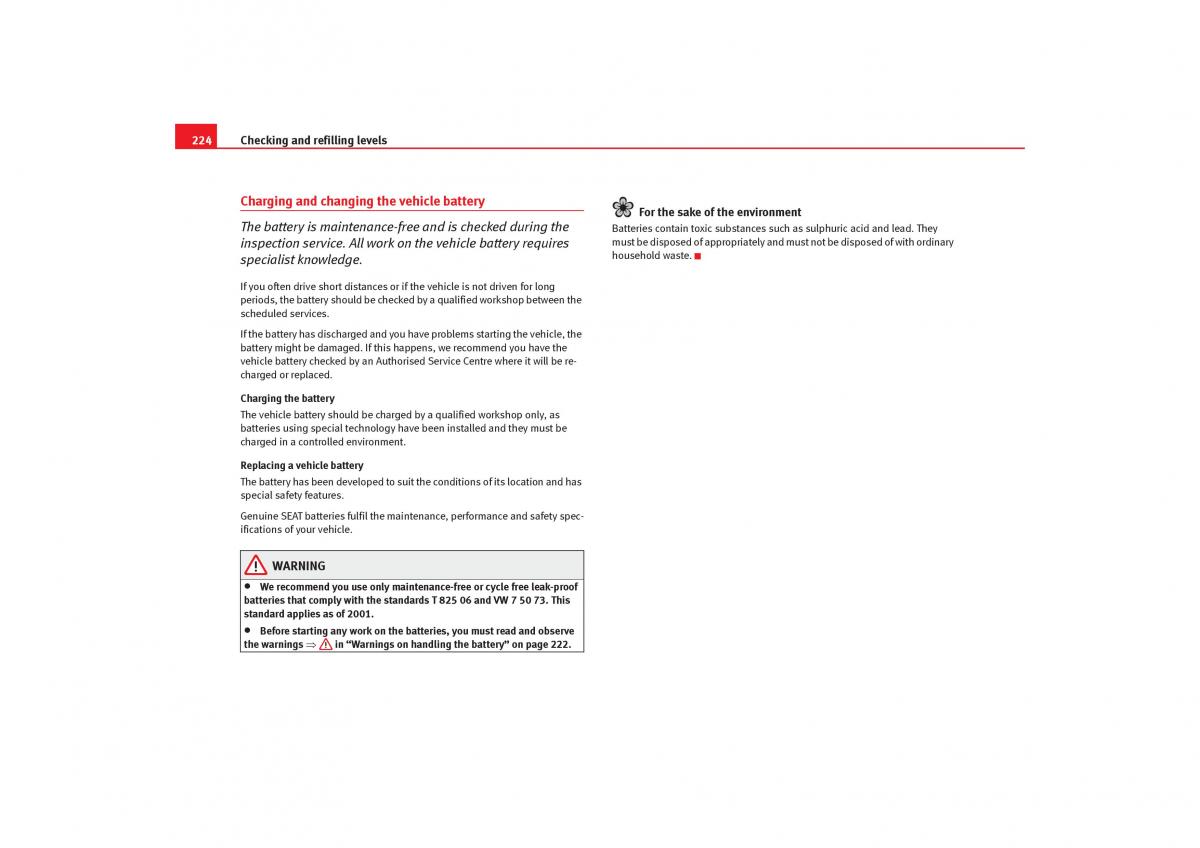 Seat Toledo III 3 owners manual / page 226