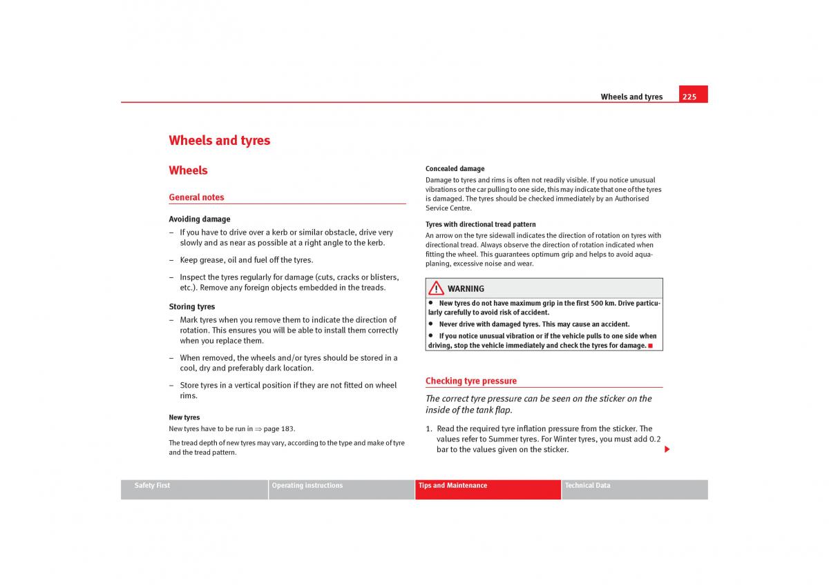 Seat Toledo III 3 owners manual / page 227