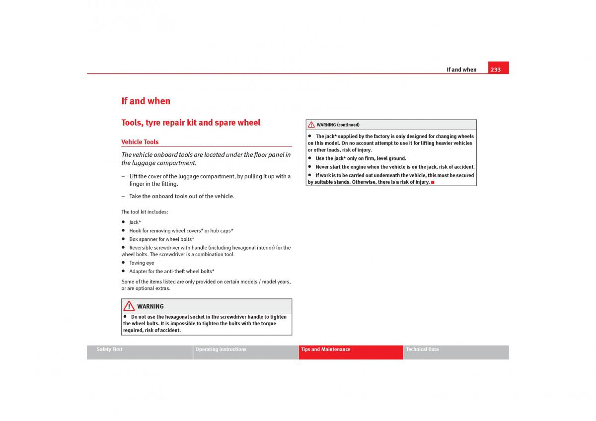 Seat Toledo III 3 owners manual / page 235