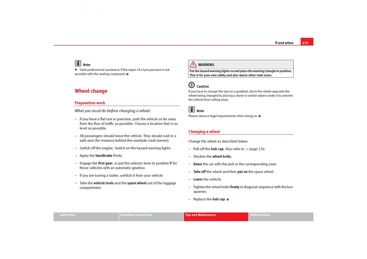 Seat Toledo III 3 owners manual / page 237