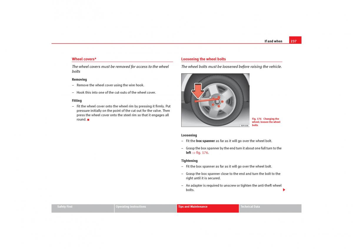 Seat Toledo III 3 owners manual / page 239