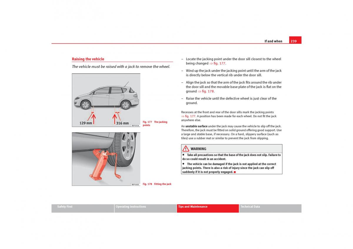 Seat Toledo III 3 owners manual / page 241