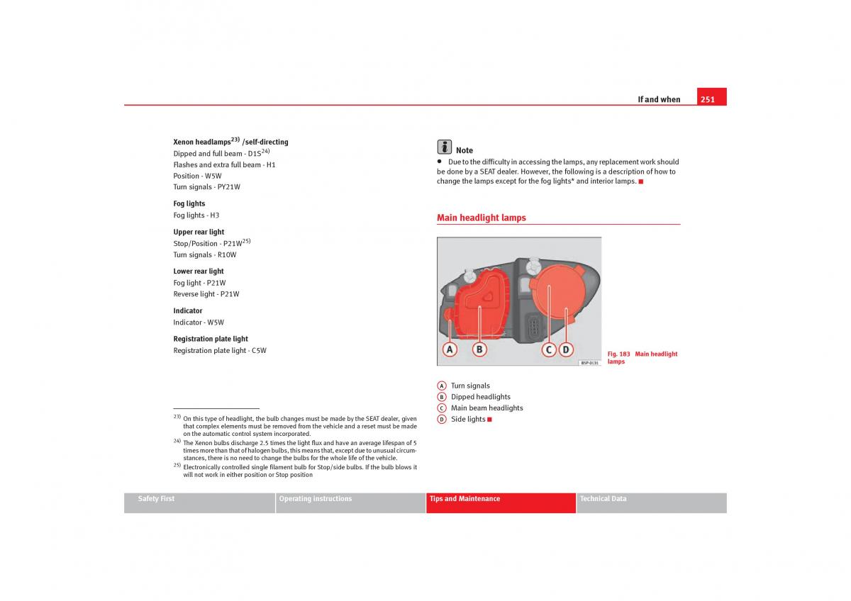 Seat Toledo III 3 owners manual / page 253