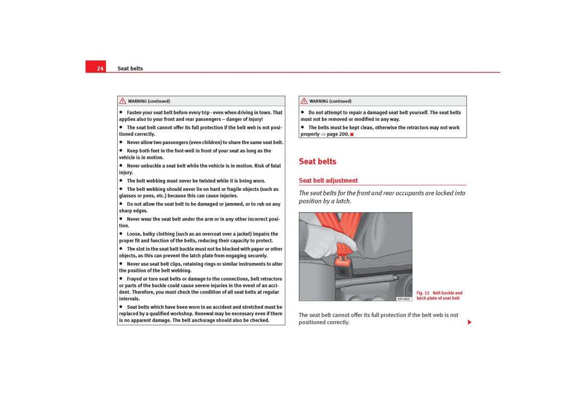 Seat Toledo III 3 owners manual / page 26