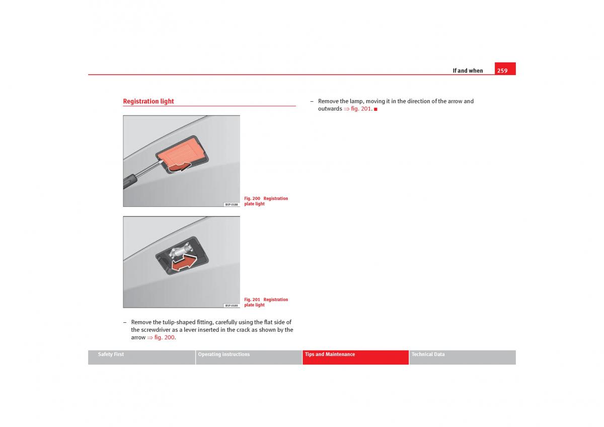 Seat Toledo III 3 owners manual / page 261