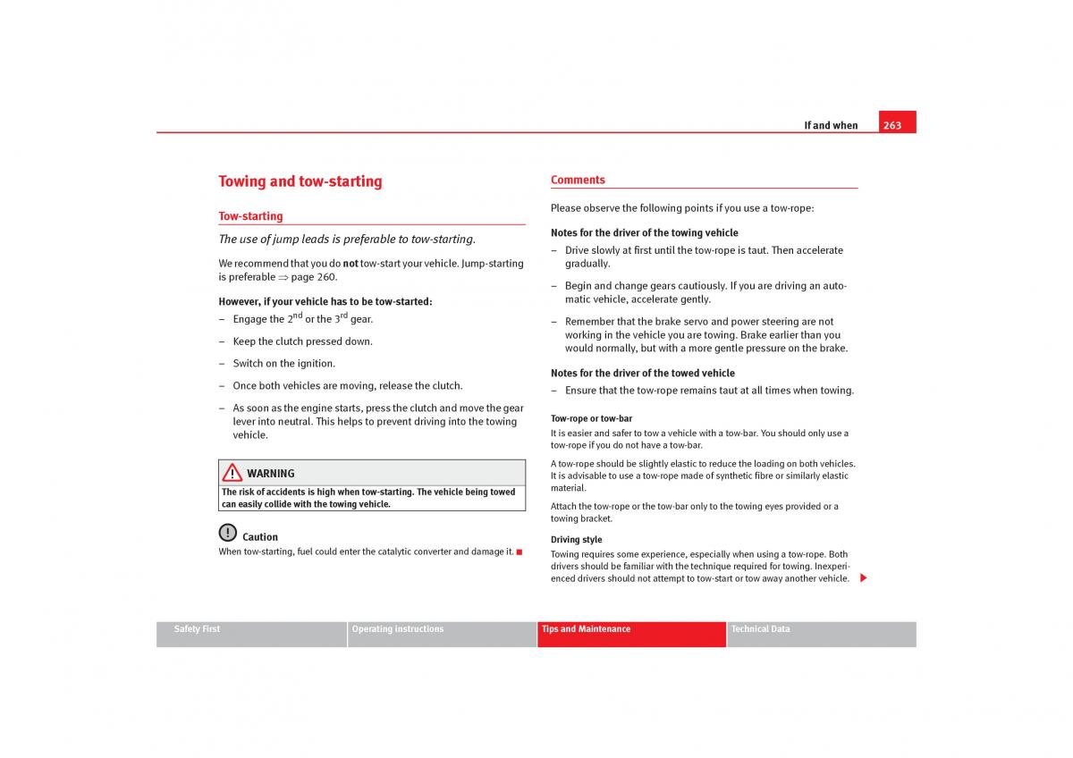 Seat Toledo III 3 owners manual / page 265