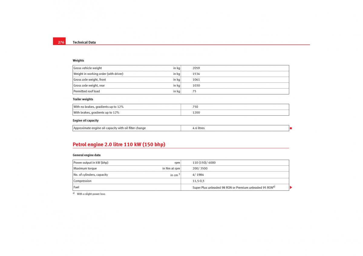 Seat Toledo III 3 owners manual / page 278