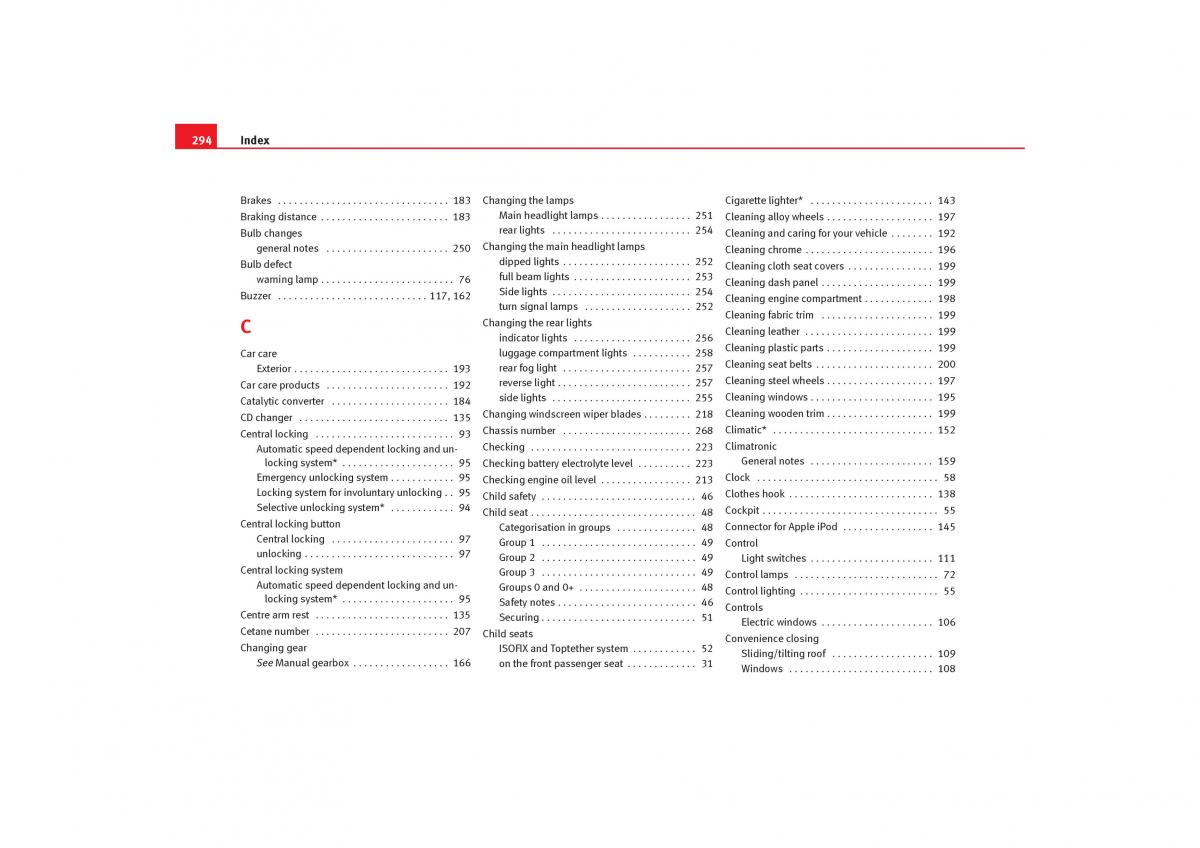 Seat Toledo III 3 owners manual / page 296