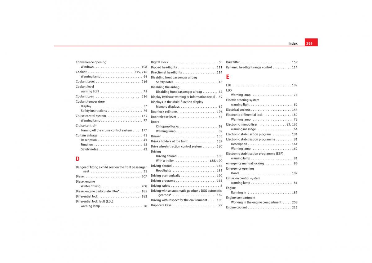 Seat Toledo III 3 owners manual / page 297