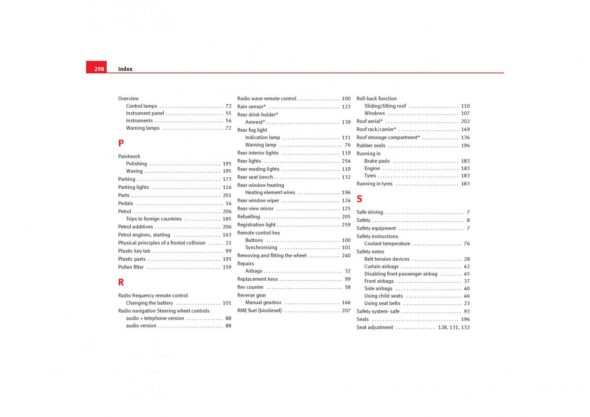 Seat Toledo III 3 owners manual / page 300