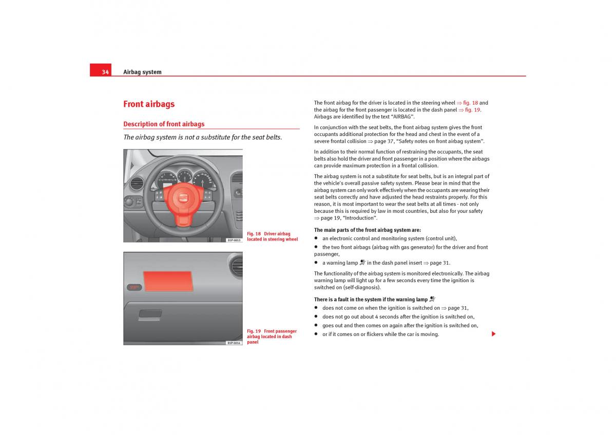 Seat Toledo III 3 owners manual / page 36