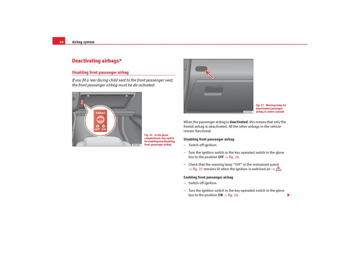 Seat Toledo III 3 owners manual / page 46