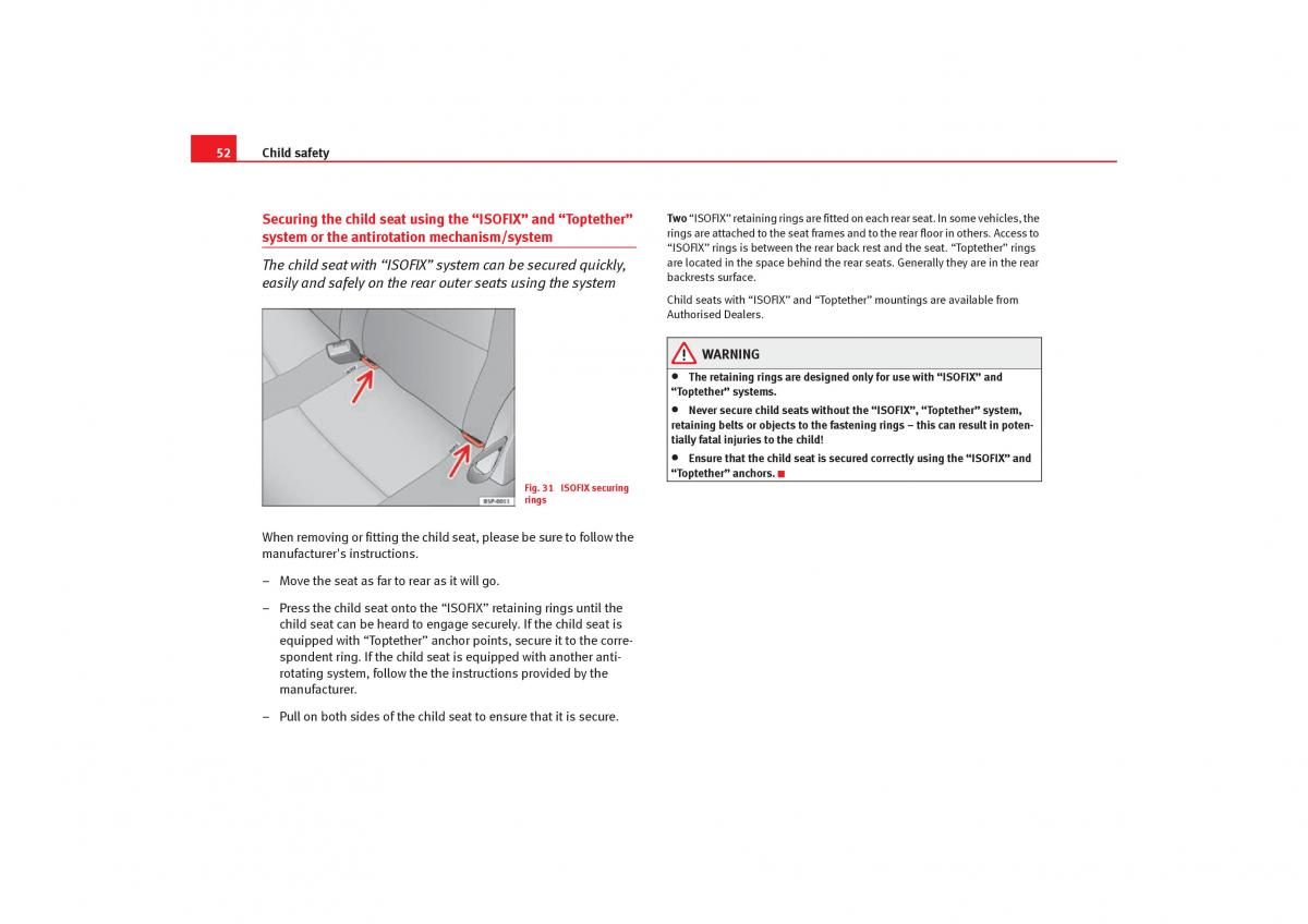 Seat Toledo III 3 owners manual / page 54