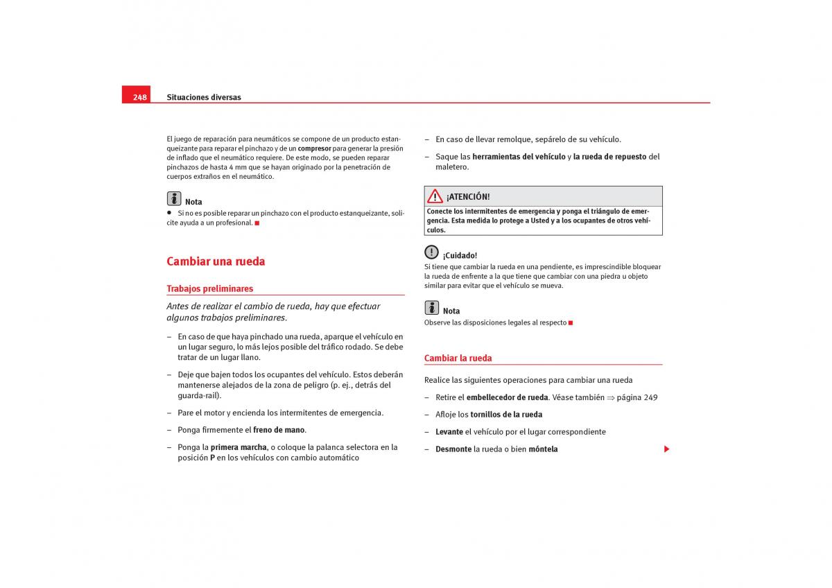 Seat Toledo III 3 manual del propietario / page 250