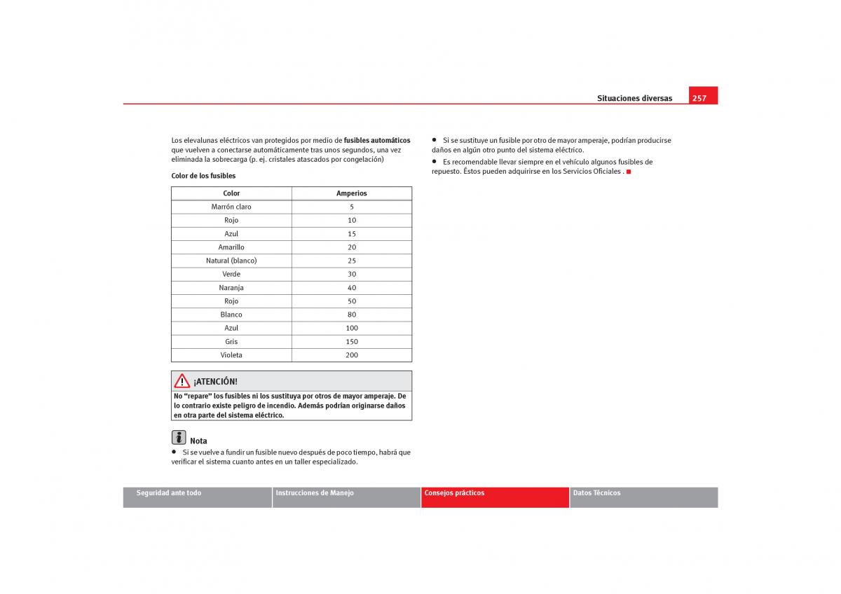 Seat Toledo III 3 manual del propietario / page 259