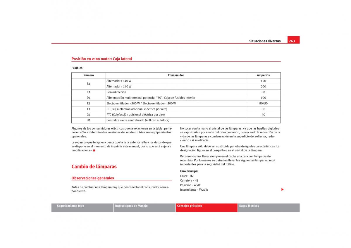 Seat Toledo III 3 manual del propietario / page 265