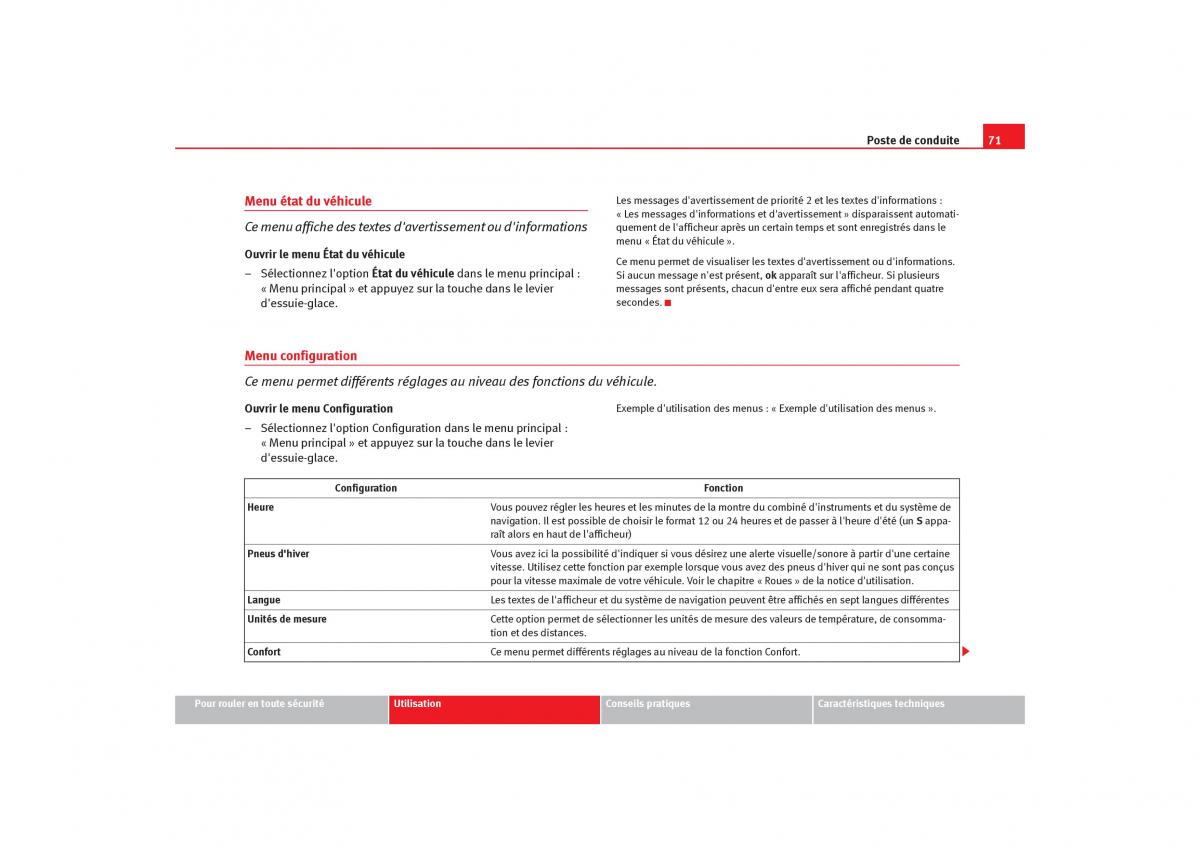 Seat Toledo III 3 manuel du proprietaire / page 73