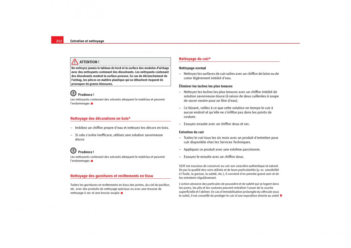 Seat Toledo III 3 manuel du proprietaire / page 214