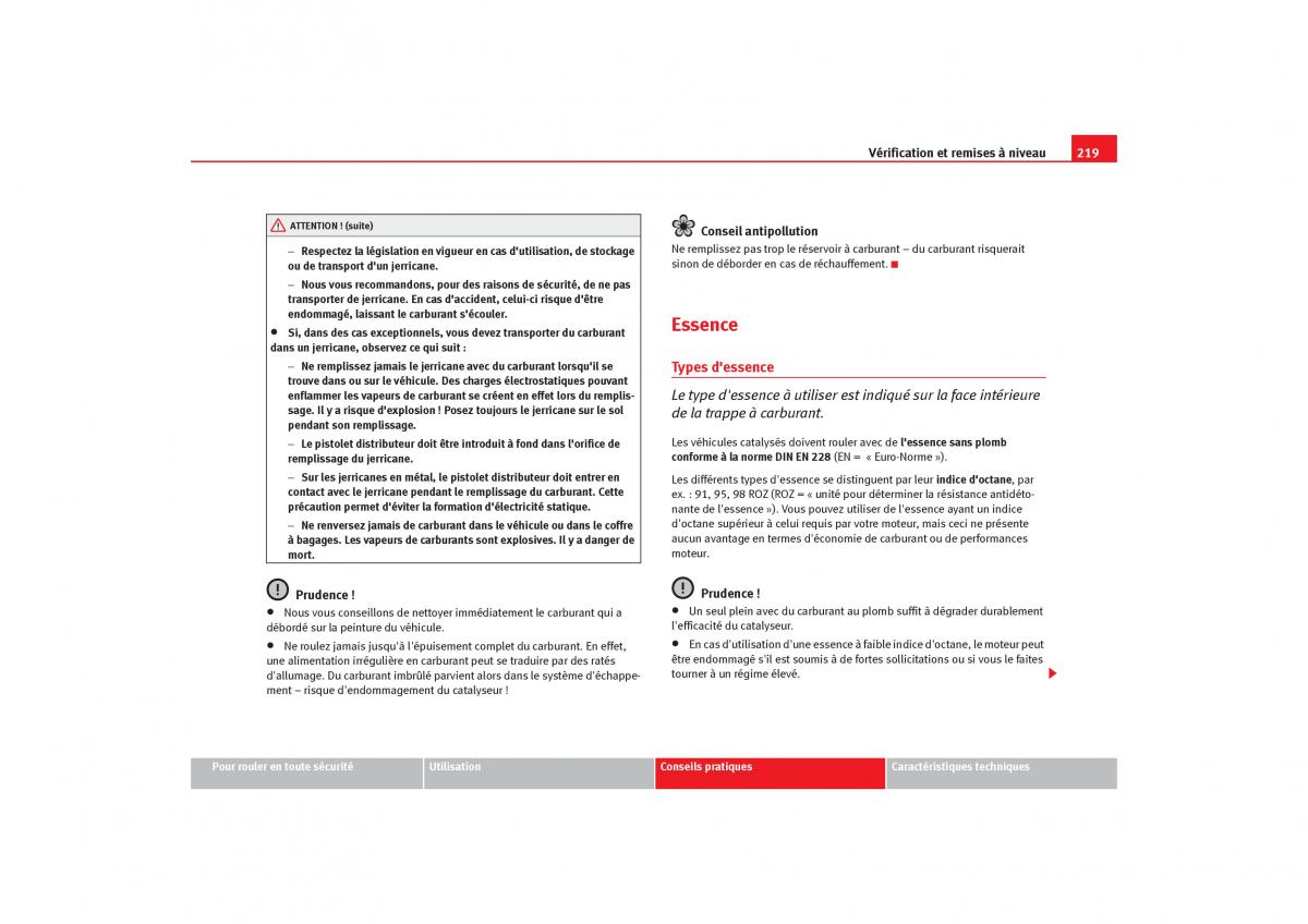 Seat Toledo III 3 manuel du proprietaire / page 221