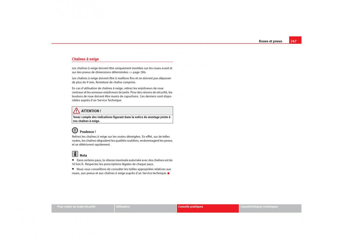 Seat Toledo III 3 manuel du proprietaire / page 249