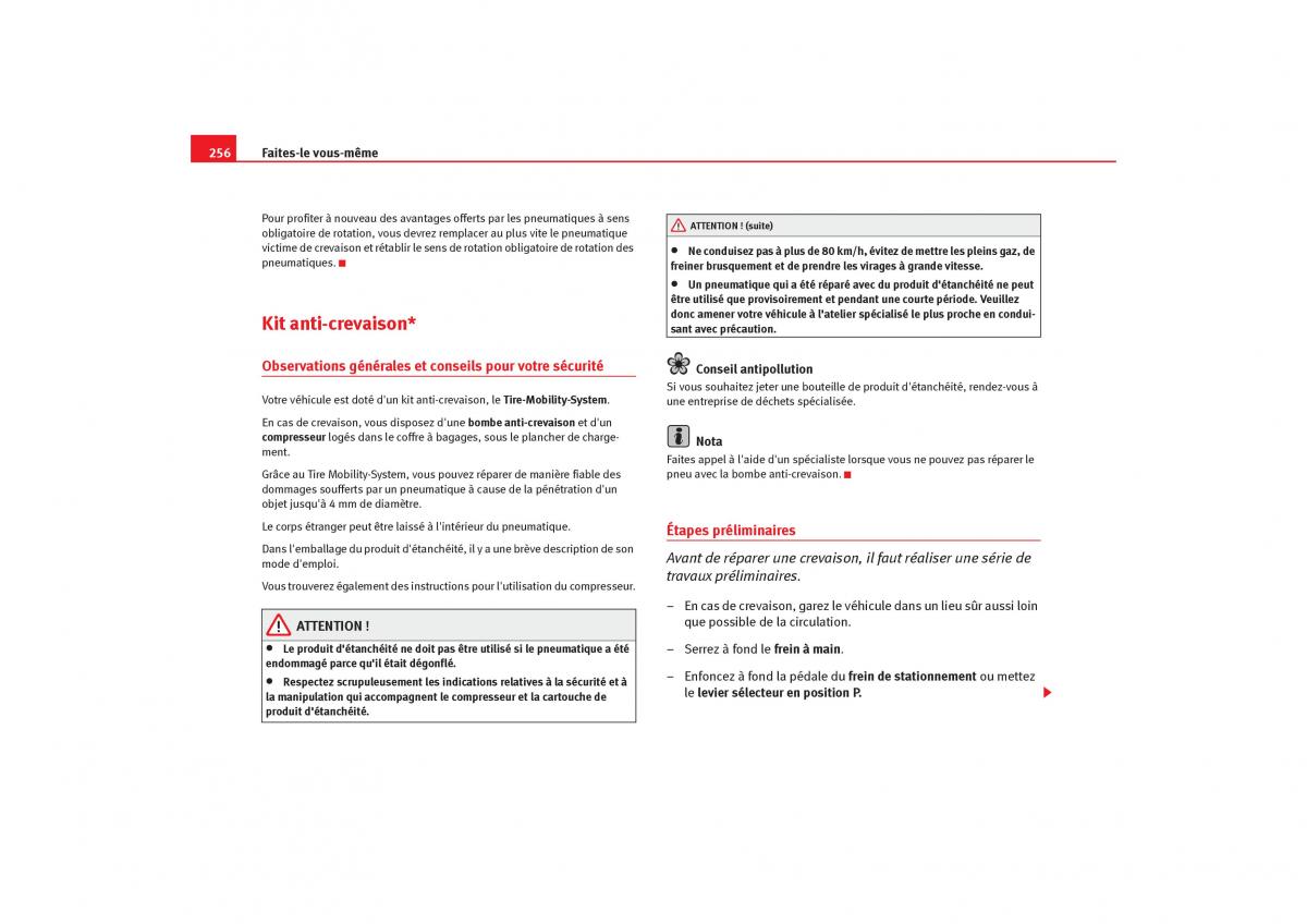 Seat Toledo III 3 manuel du proprietaire / page 258