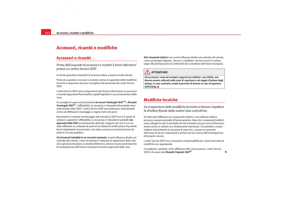 Seat Toledo III 3 manuale del proprietario / page 214