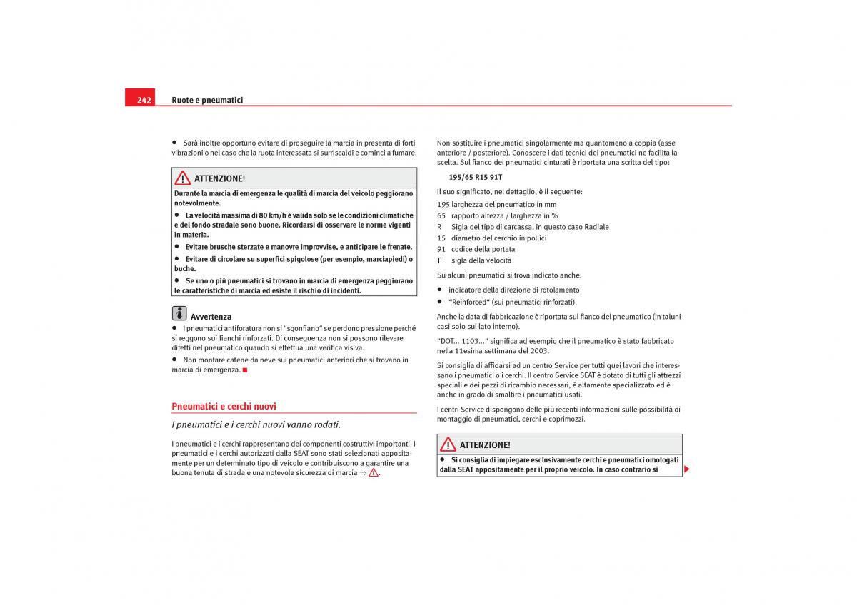 Seat Toledo III 3 manuale del proprietario / page 244