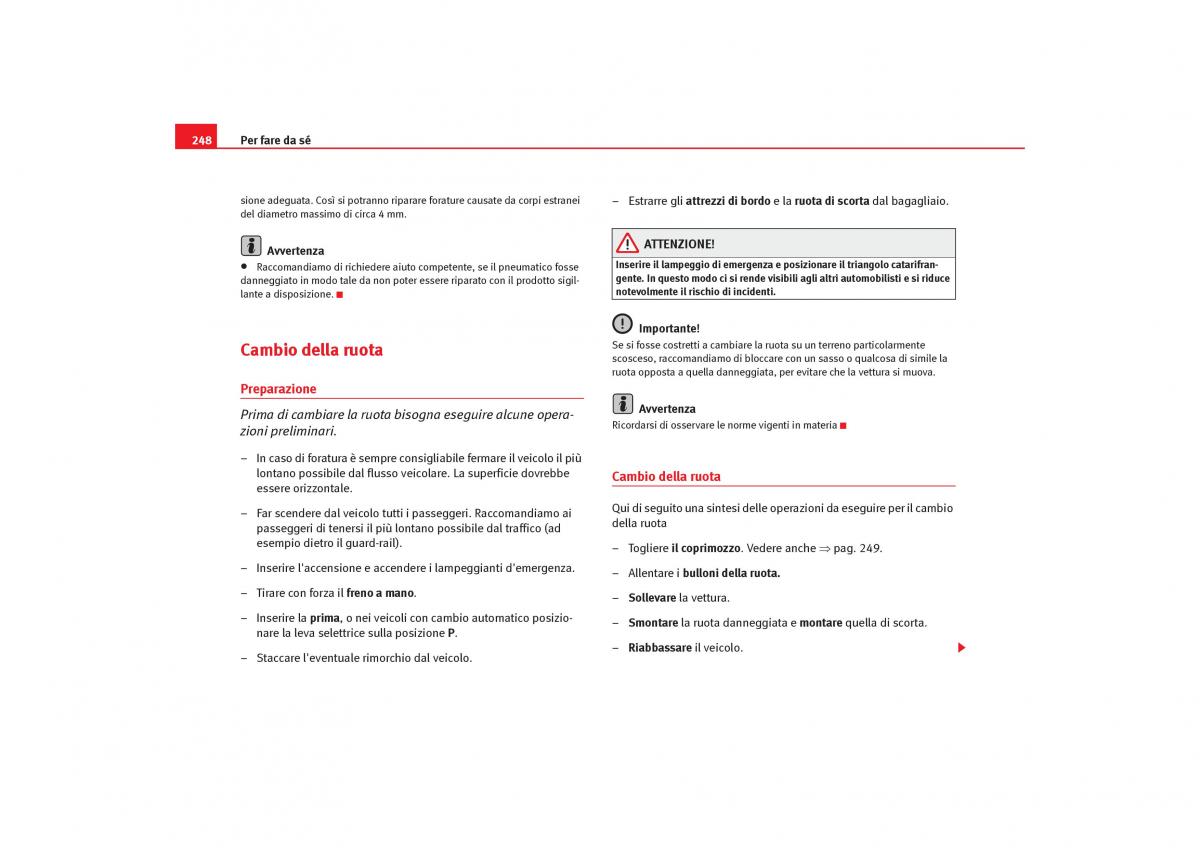 Seat Toledo III 3 manuale del proprietario / page 250