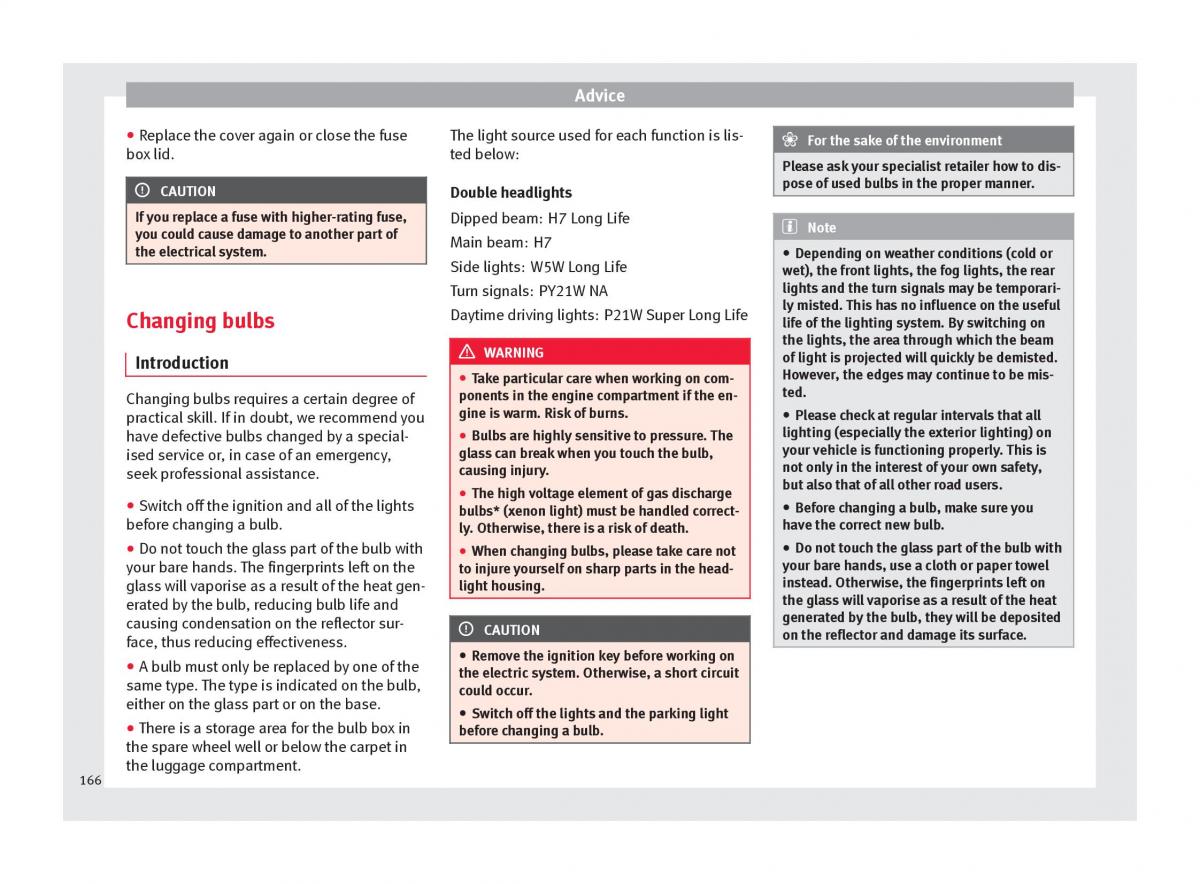 Seat Toledo IV 4 owners manual / page 168