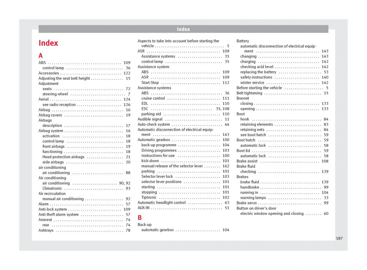 Seat Toledo IV 4 owners manual / page 189