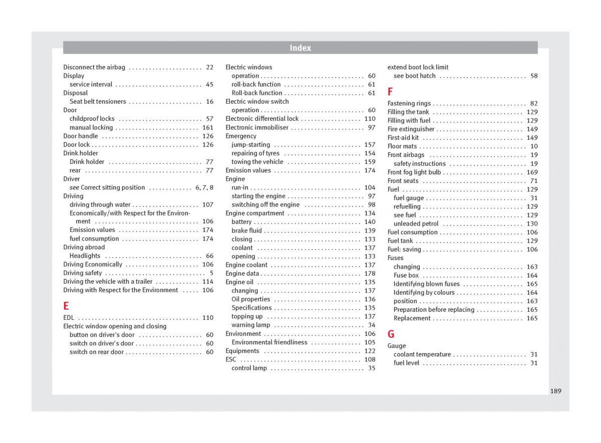 Seat Toledo IV 4 owners manual / page 191