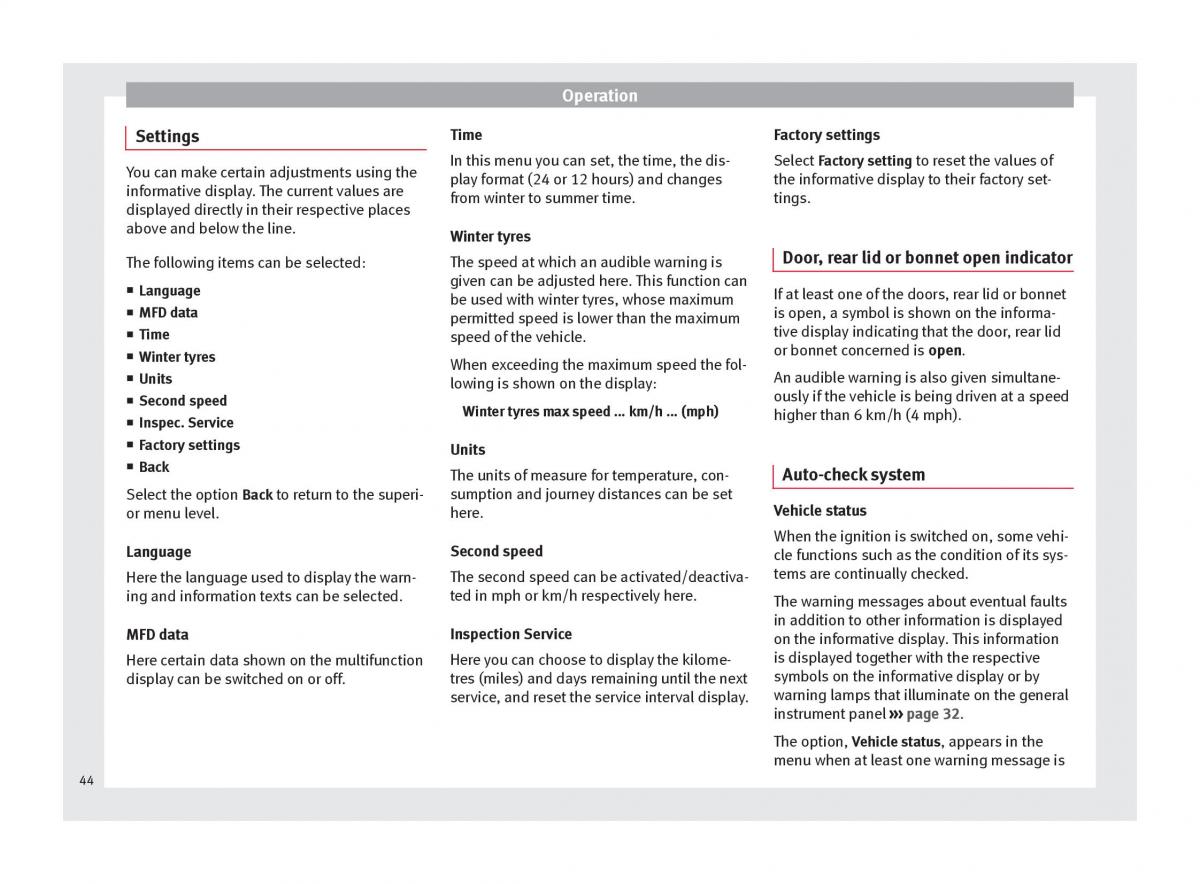 Seat Toledo IV 4 owners manual / page 46