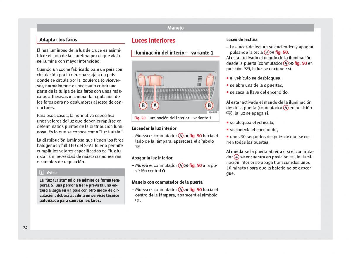 Seat Toledo IV 4 manual del propietario / page 76