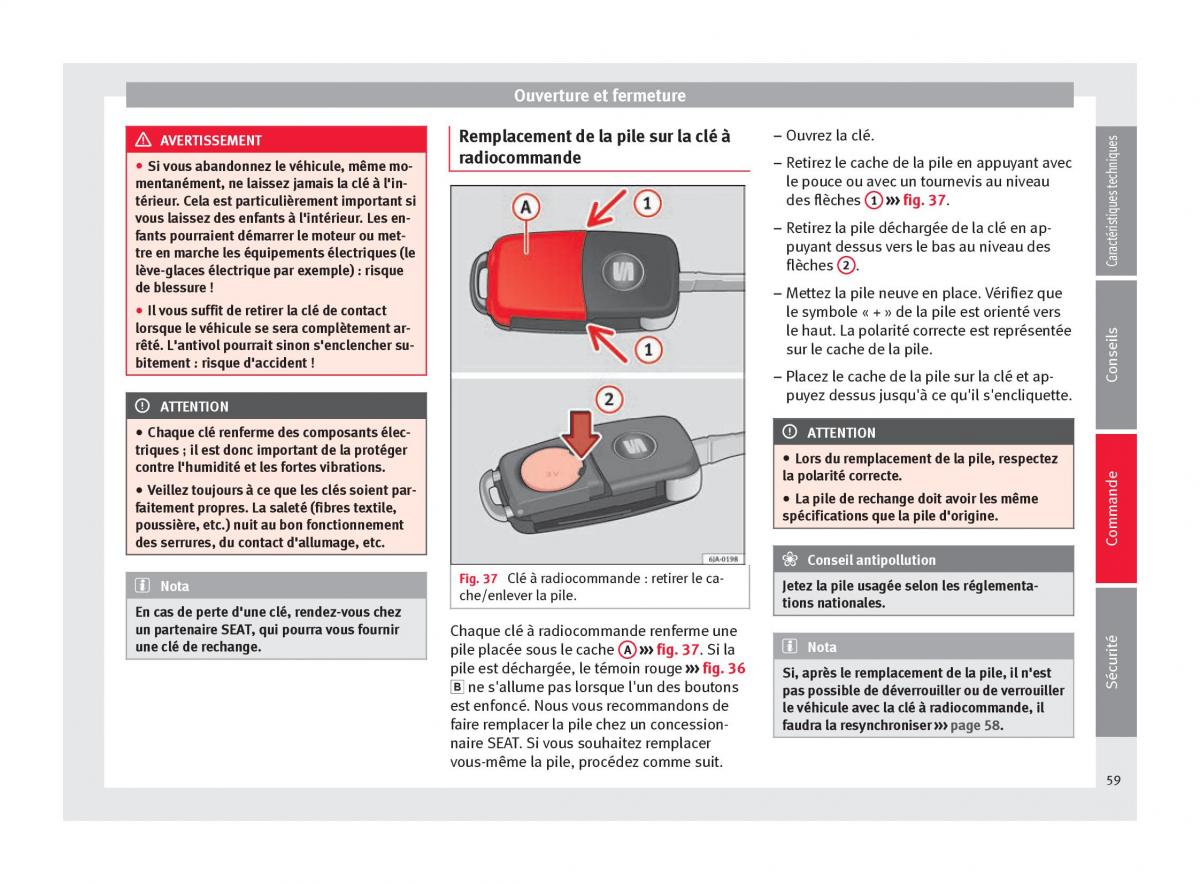 Seat Toledo IV 4 manuel du proprietaire / page 61