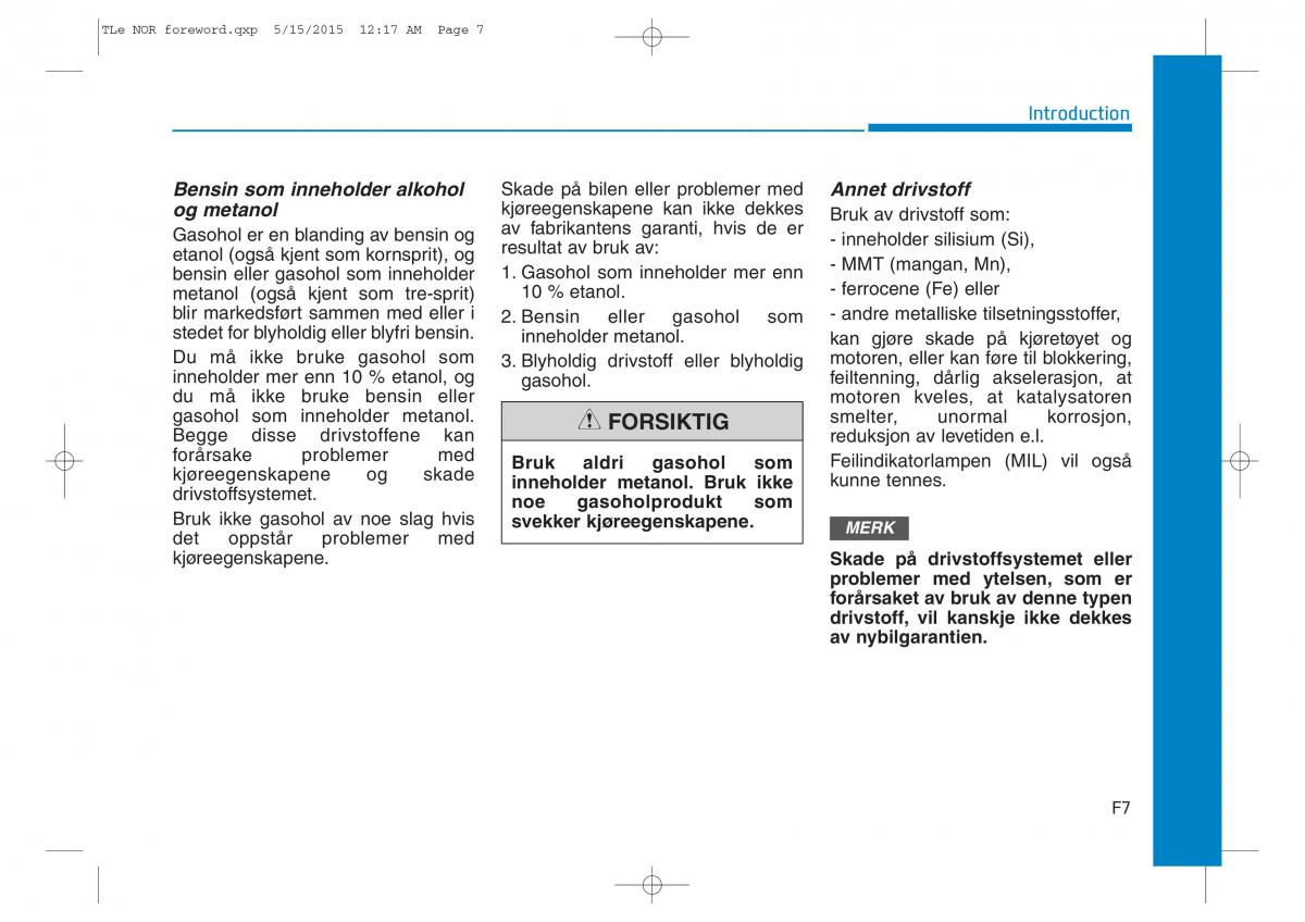 Hyundai Tucson III 3 bruksanvisningen / page 7