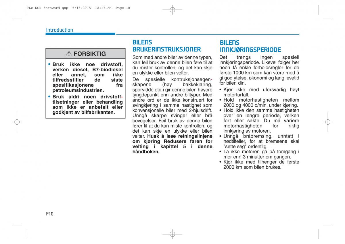 Hyundai Tucson III 3 bruksanvisningen / page 10