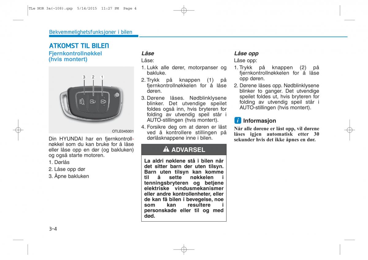 Hyundai Tucson III 3 bruksanvisningen / page 109