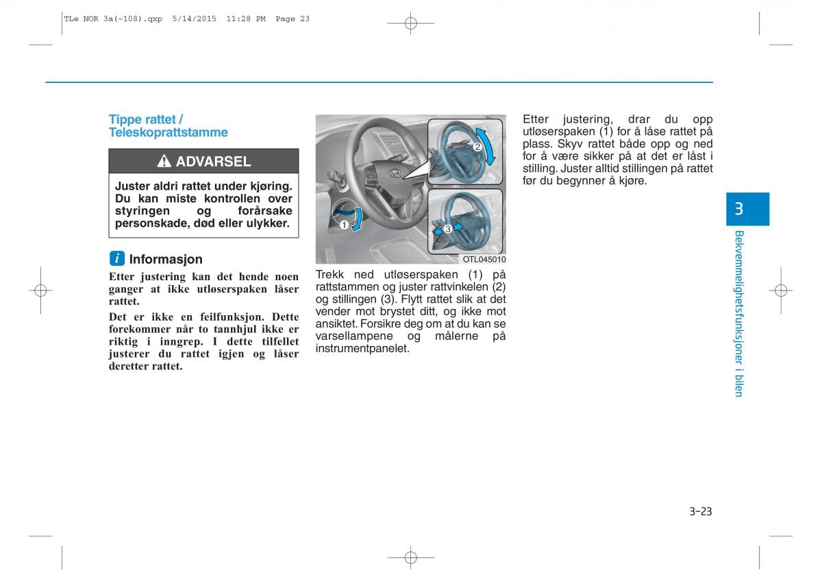 Hyundai Tucson III 3 bruksanvisningen / page 128