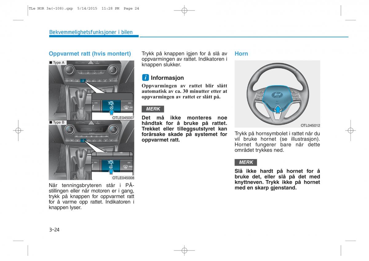 Hyundai Tucson III 3 bruksanvisningen / page 129