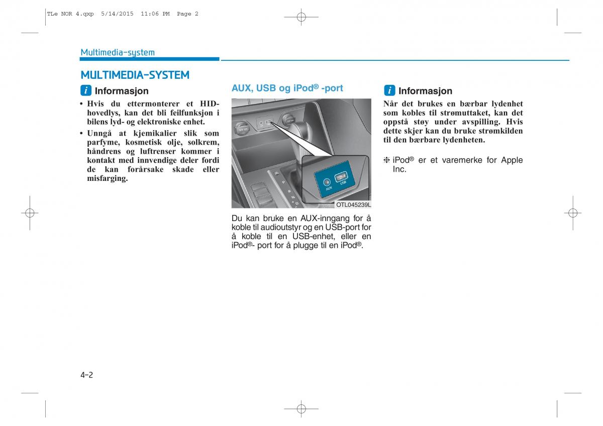 Hyundai Tucson III 3 bruksanvisningen / page 307