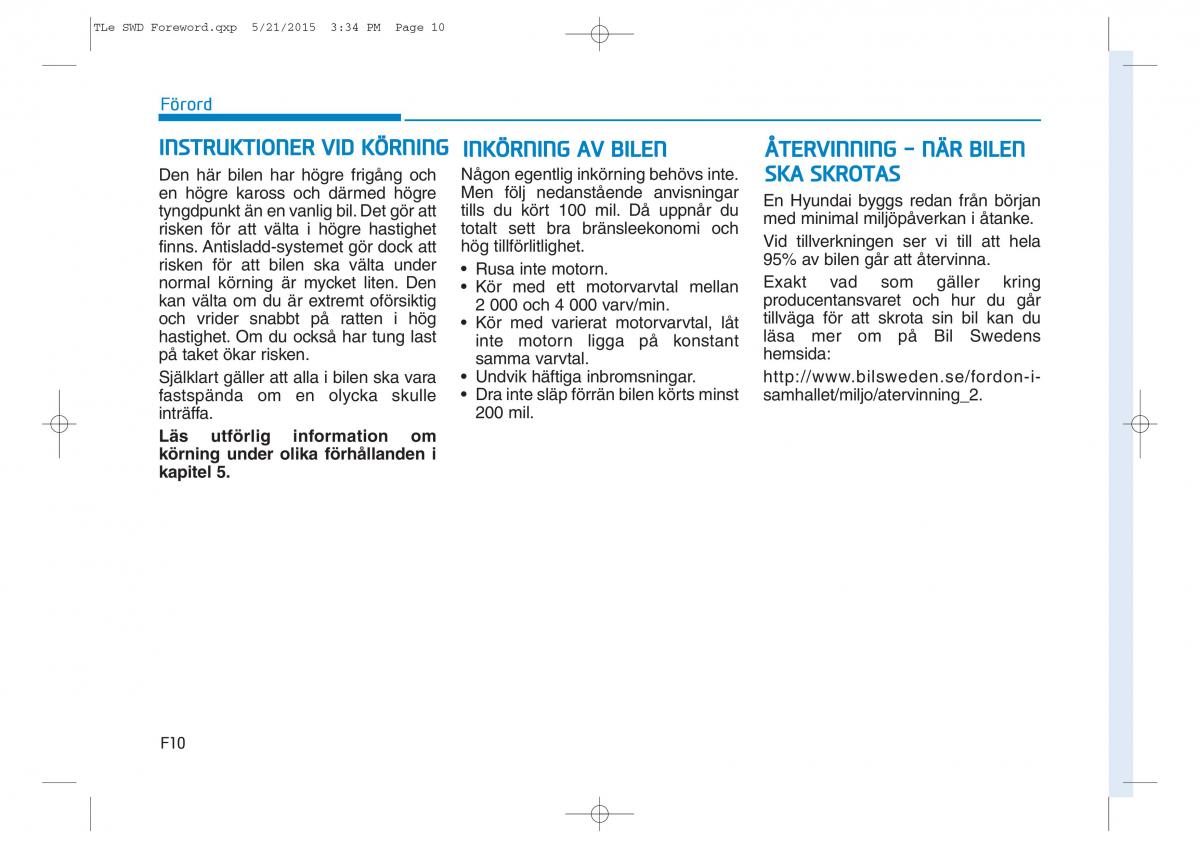 Hyundai Tucson III 3 instruktionsbok / page 10