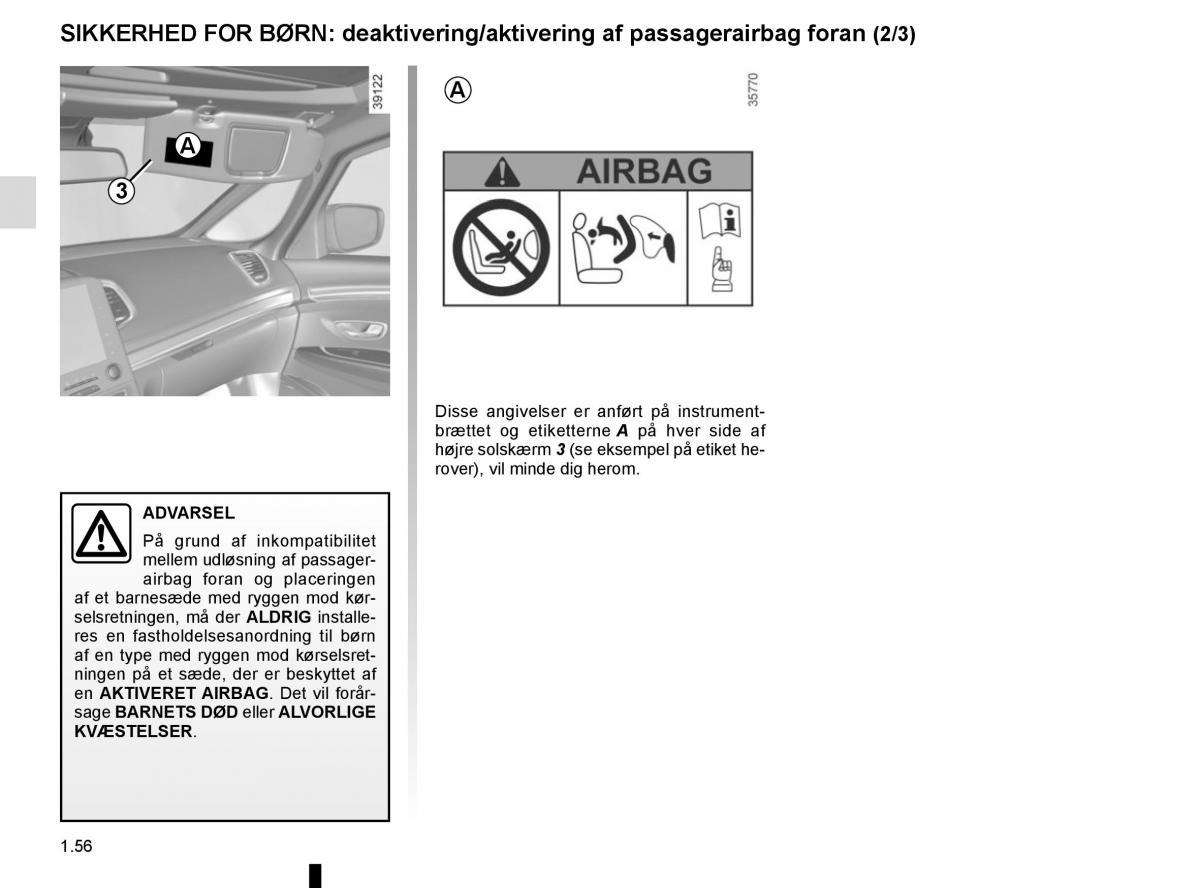 Renault Espace V 5 Bilens instruktionsbog / page 62