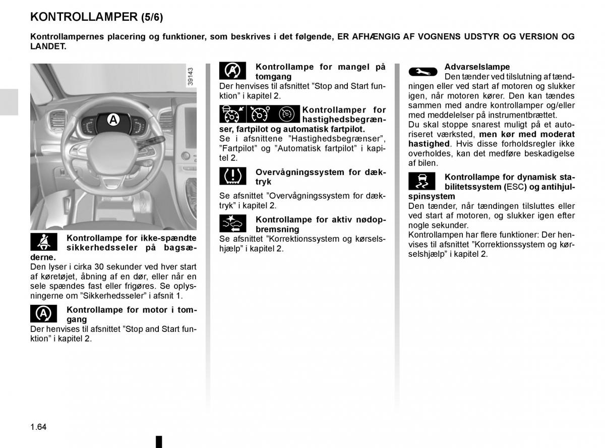 Renault Espace V 5 Bilens instruktionsbog / page 70