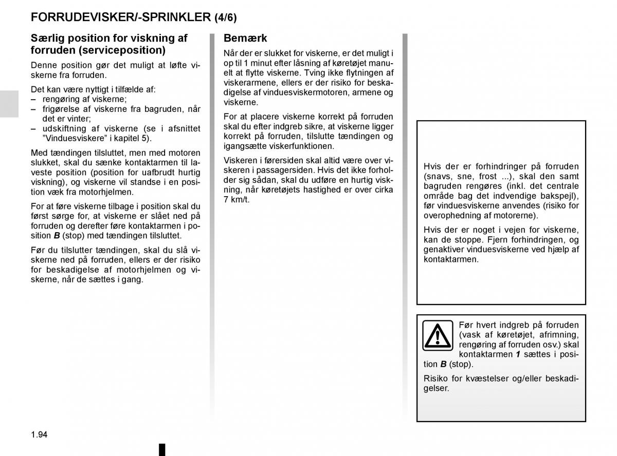 Renault Espace V 5 Bilens instruktionsbog / page 100