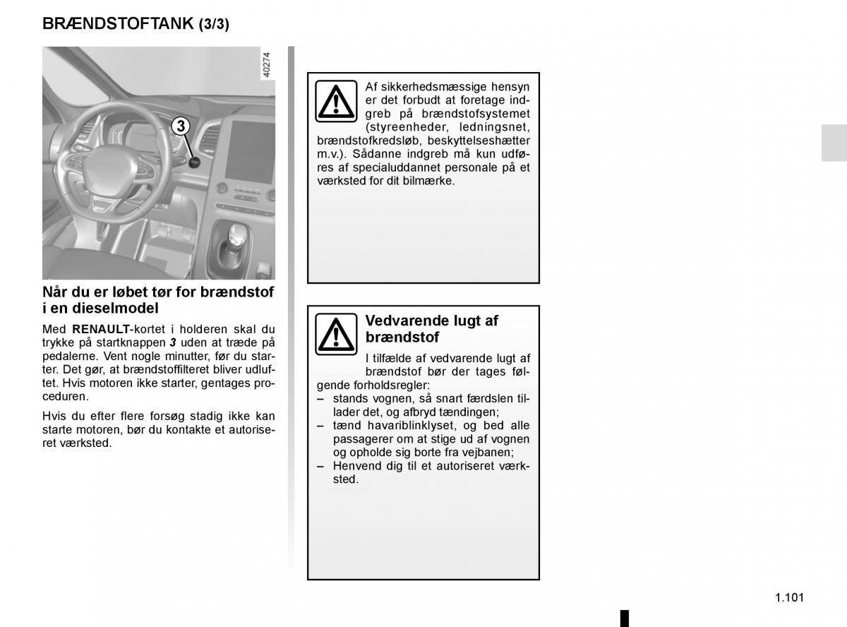 Renault Espace V 5 Bilens instruktionsbog / page 107