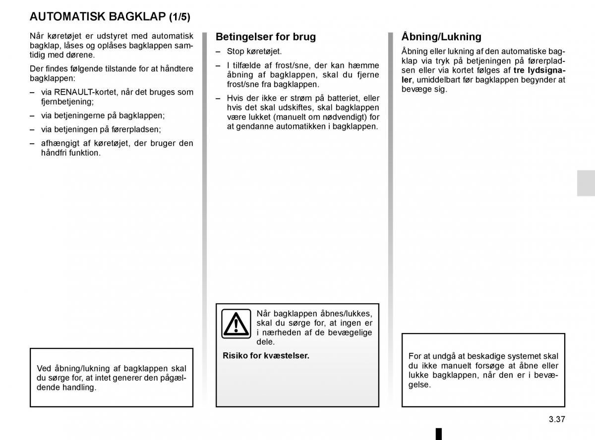 Renault Espace V 5 Bilens instruktionsbog / page 225