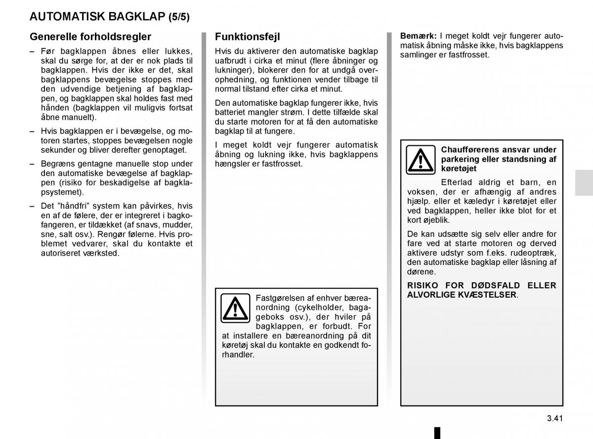 Renault Espace V 5 Bilens instruktionsbog / page 229